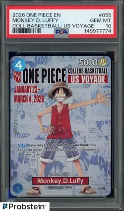 2026 One Piece EN College Basketball US Voyage #055 Monkey D Luffy PSA 10 - Image 1