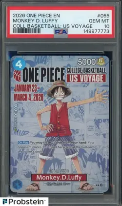 2026 One Piece EN College Basketball US Voyage #055 Monkey D Luffy PSA 10 - Image 1
