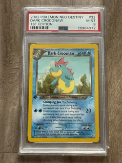 PSA 9 MINT Dark Croconaw Neo Destiny 2002 1st Edition 32/105 Pokemon Card psa - Image 1