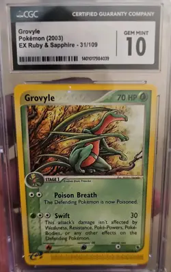 CGC 10 Grovyle 31/109 EX Ruby & Sapphire 2003 Pokemon Card - Image 1