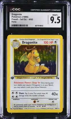 CGC 9.5 Dragonite - 1999 Pokemon Fossil - 1st Edition - Holo Rare #4 - Image 1