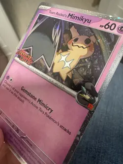 Pokemon TCG Team Rocket's Mimikyu Destined Rivals Stamped prerelease cosmo holo - Image 2