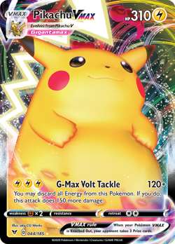 PIKACHU VMAX 044/185 ULTRA RARE VIVID VOLTAGE POKEMON NEAR MINT - Image 1