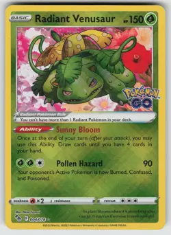 Radiant Venusaur 004/078 Radiant Rare Pokemon GO Pokemon Near Mint - Image 1