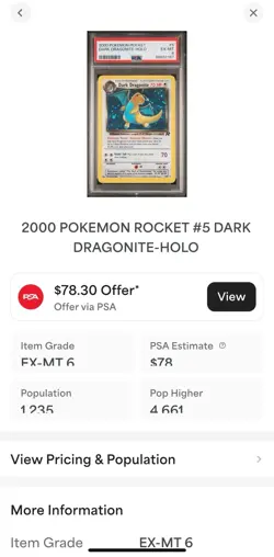 2000 Pokemon - Team Rockets Dark Dragonite #5/82 Holo PSA 6 - Vintage English - Image 4