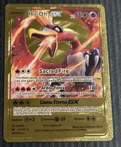 Pokemon Ho-ho GX 1190hp Gold Foil Fan Art Collector Card TCG - Image 1