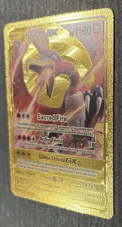 Pokemon Ho-ho GX 1190hp Gold Foil Fan Art Collector Card TCG - Image 5