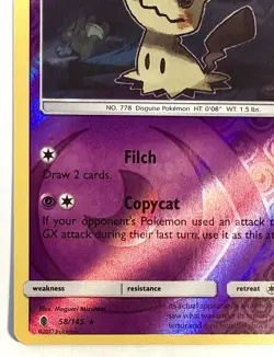 Mimikyu - 58/145 - SM Guardians Rising Reverse Holo Rare Pokemon Card - NM - Image 2