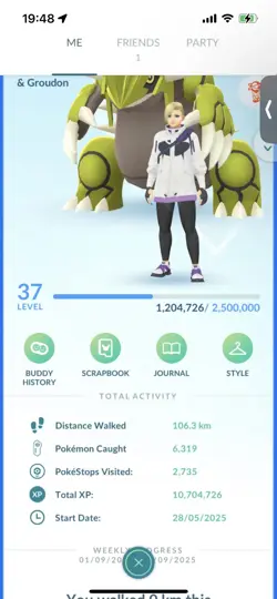 Pokemon Go (Stage 37) legendary Groudon ( 28Legendarys ) ( 36 Shinys)(1.2 M ) - Image 1