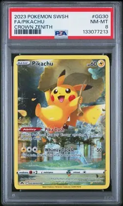 PSA 8 Pikachu GG30/GG70 Crown Zenith Galarian Gallery Pokemon Full Art NM-Mint - Image 1