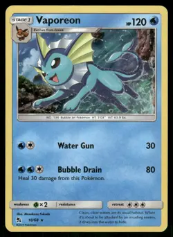 Vaporeon 18/68 Holo Rare Holo NM Pokemon Hidden Fates - Image 1