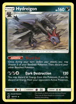 Hydreigon 62/111 Rare Normal NM Pokemon SM - Crimson Invasion - Image 1