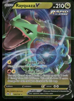 Rayquaza V 100/159 Ultra Rare Holo NM Pokemon Crown Zenith - Image 1