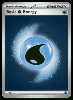 2025 Basic Water Energy - 003 3 Reverse Holo NM Pokemon MEE: Mega Evolution - Image 1