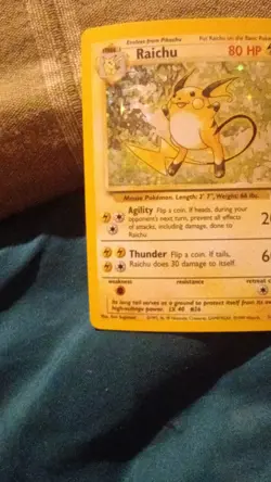 Pokemon TCG Raichu Base Set 14/102 Holo 1999-2000 Base Set Copyright Holo Rare - Image 3