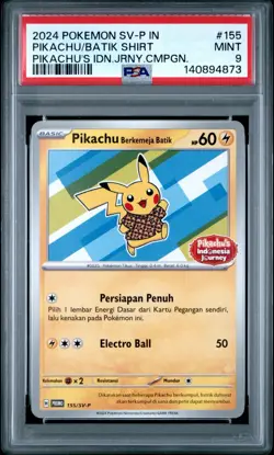 2024 POKEMON INDONESIAN SV-P PROMO #155 PIKACHU IN BATIK SHIRT PSA 9 - Image 1