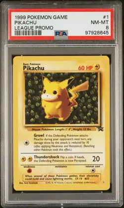 Pokemon TCG Pikachu Pokemon League Promo 1 PSA 8 - Image 1
