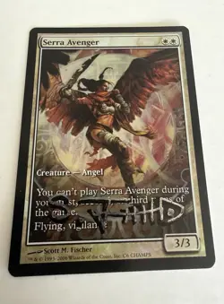 MTG Serra Avenger - Full Art Game Day Promo FOIL NM Signed Scott Fisher Artist - Image 1