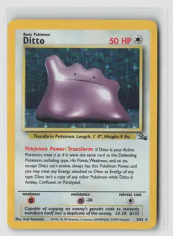 Ditto #3/62 Holo Rare Fossil Holo Pokemon TCG DAMAGED READ - Image 1