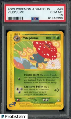 2003 Pokemon Aquapolis #43 Vileplume PSA 10 GEM MINT - Image 1