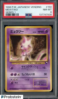 1998 Pokemon Japanese Vending Series 1 #150 Mewtwo PSA 8 NM-MT - Image 1