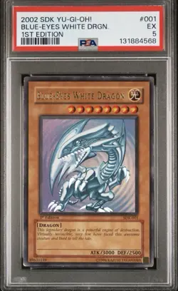 Konami Yu-Gi-Oh! TCG Blue-Eyes White Dragon SDK-001 1st Ed Ultra Rare PSA 5 EX - Image 1