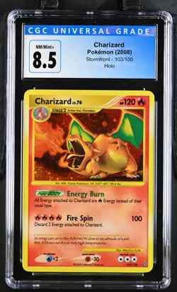 CGC 8.5 NM MINT Charizard 2008 Stormfront 103/100 Holo SWIRL Pokemon Card - Image 1