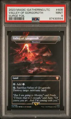 PSA 9 Valley of Gorgoroth Wasteland (Surge Foil) The Lord of the Rings 0406 MTG - Image 1