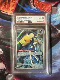 PSA 8 Misty's Psyduck 193/182 Dri En-destined Rivals Illustration Rare POKEMON - Image 1