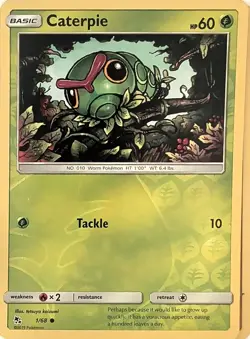 Caterpie 1/68 Common Hidden Fates Pokemon Reverse Holo Near Mint - Image 1