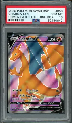 2020 Pokemon Champions Path ETB Promo Charizard V SWSH050 PSA Gem Mint 10 - Image 1