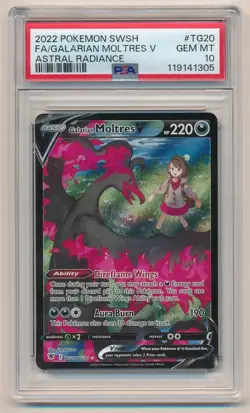 2022 POKEMON SWSH ASTRAL RADIANCE FULL ART GALARIAN MOLTRES V #TG20 PSA 10 GEM - Image 1