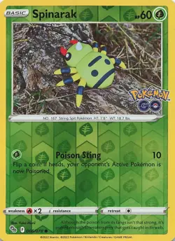 Spinarak 006/078 Common Pokemon GO Pokemon Reverse Holo Near Mint - Image 1
