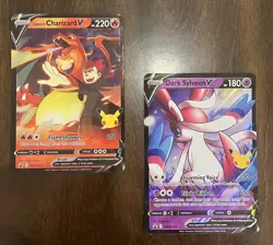 Pokemon Celebrations Charizard V & Dark Sylveon V SWSH133 SWSH134 Jumbo Lot NM - Image 1