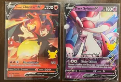 Pokemon Celebrations Charizard V & Dark Sylveon V SWSH133 SWSH134 Jumbo Lot NM - Image 4