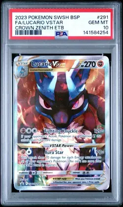 2023 Pokemon SW&SH BSP CROWN ZENITH ETB #291 LUCARIO VSTAR FA Promo | PSA 10 - Image 1