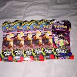 Pokemon TCG Mega Evolution Perfect Order Sleeved Booster Pack Lot of 6 - Image 1