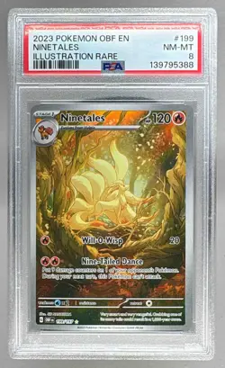 5388 Ninetales 2023 Pokemon SV Obsidian Flames - OBF EN #199 PSA 8 - Image 1