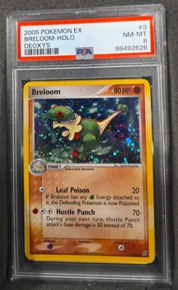 POKEMON CARD BRELOOM HOLO SWIRL 3 EX DEOXYS #3 GRADED PSA 8 VINTAGE POP 43 - Image 1