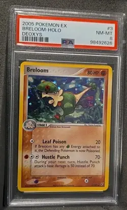 POKEMON CARD BRELOOM HOLO SWIRL 3 EX DEOXYS #3 GRADED PSA 8 VINTAGE POP 43 - Image 2
