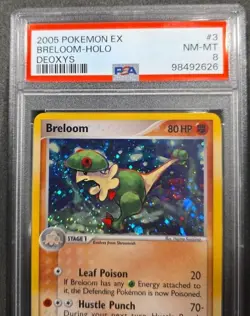 POKEMON CARD BRELOOM HOLO SWIRL 3 EX DEOXYS #3 GRADED PSA 8 VINTAGE POP 43 - Image 4