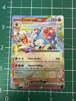 Pokemon TCG Cinderace EX Stellar Crown Holo Card 028/142 Sv07 - Image 1