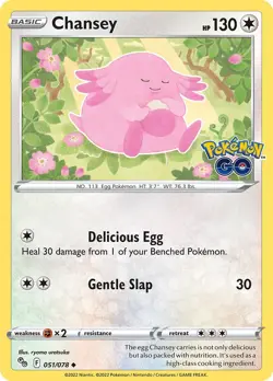Chansey 051/078 Pokemon GO Regular NM-Mint Pokemon Card TCG - Image 1