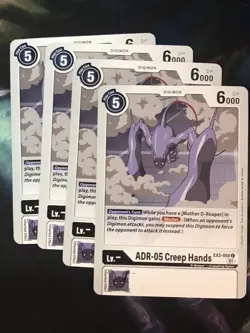 ADR-05 Creep Hands EX2-050 Playset Digital Hazard Digimon Card Game x4 - Image 1