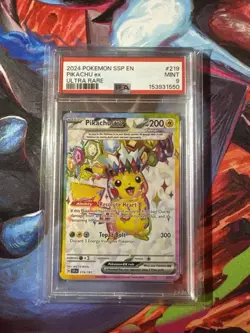Pokemon 2024 Pikachu ex Ultra Rare Holo PSA 9 Graded Card English #219/191 - Image 1