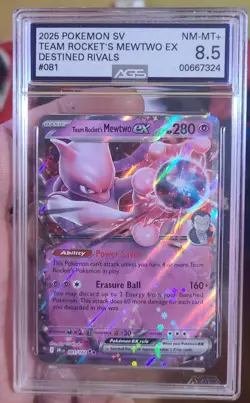 Pokemon Team Rocket's Mewtwo EX 081/182 Destined Rivals Double Rare Holo AGS 8.5 - Image 1