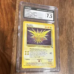 Pokemon Zapdos Fossil Holo Rare Corrected CGC 7.5 15/62 80 HP - Image 1