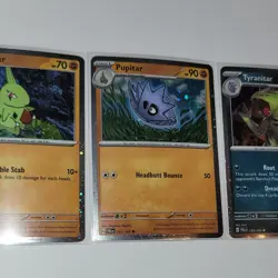 Pokemon Tyranitar Pupitar Larvitar Cosmo Holo Promo Set Triple Whammy Tin Exclus - Image 4