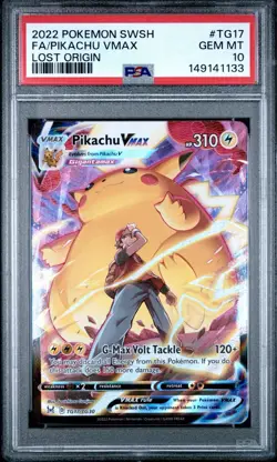 2022 POKEMON SWORD & SHIELD LOST ORIGIN #TG17 FULL ART/PIKACHU VMAX PSA 10 - Image 1