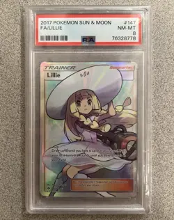 2017 POKEMON SUN & MOON #147 FULL ART/LILLIE PSA 8 - Image 1